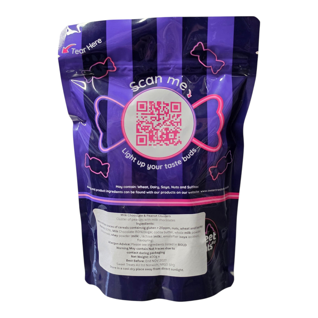 Milk Chocolate & Peanut Clusters 400g -  Resealable Bag, Pick and Mix Sweets, Bulk, Party Bags, Candy Gifts