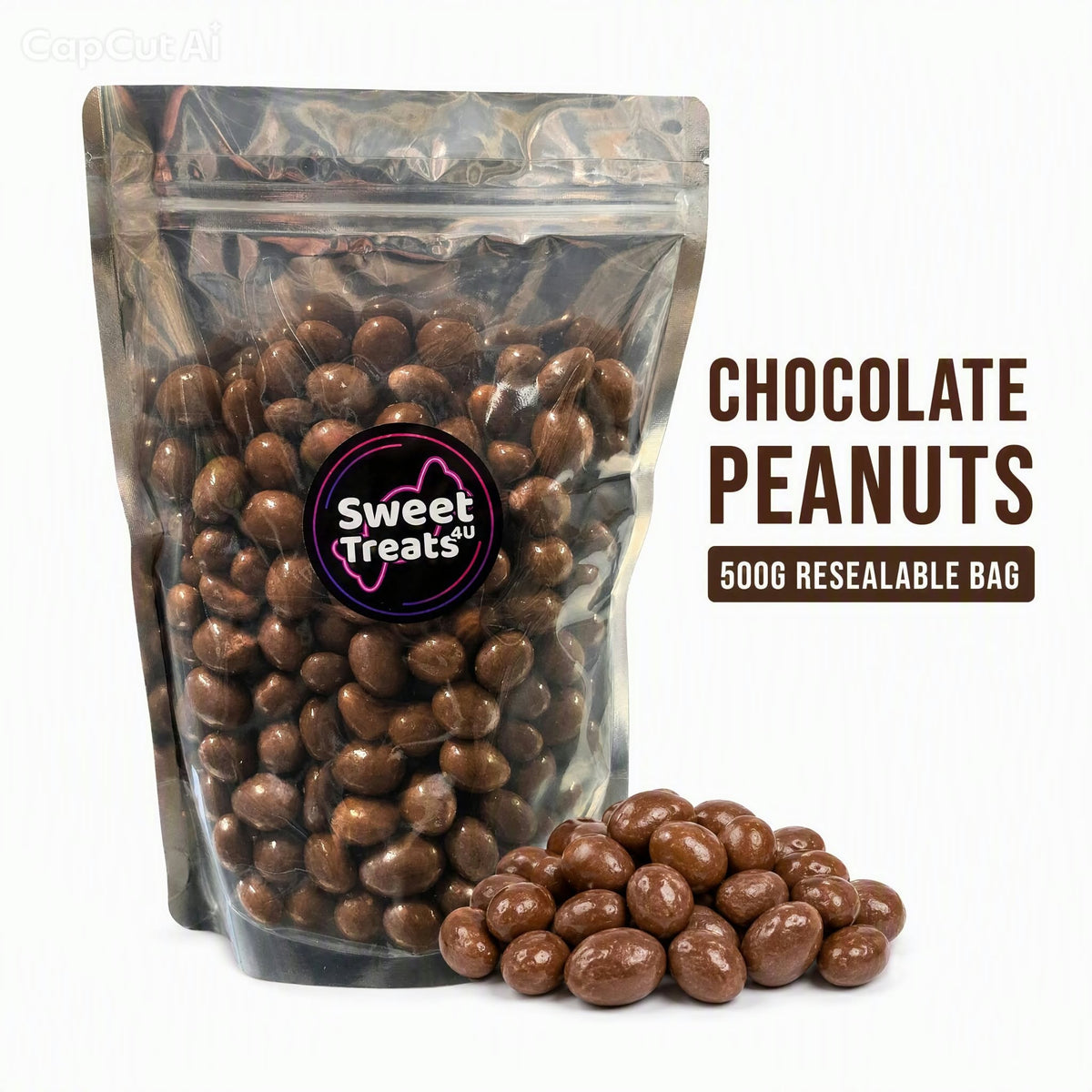 Chocolate Peanuts 500g -  Resealable Bag, Pick and Mix Sweets, Bulk, Party Bags, Candy Gifts
