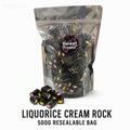 Liquorice Cream Rock 500g -  Resealable Bag, Pick and Mix Sweets, Bulk, Party Bags, Candy Gifts
