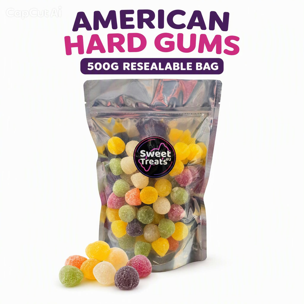 American Hard Gums 500g -  Resealable Bag, Pick and Mix Sweets, Bulk, Party Bags, Candy Gifts