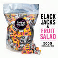 Fruit Salad & Black Jack Chews 500g -  Resealable Bag, Pick and Mix Sweets, Bulk, Party Bags, Candy Gifts