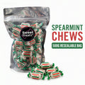 Spearmint Chews 500g -  Resealable Bag, Pick and Mix Sweets, Bulk, Party Bags, Candy Gifts