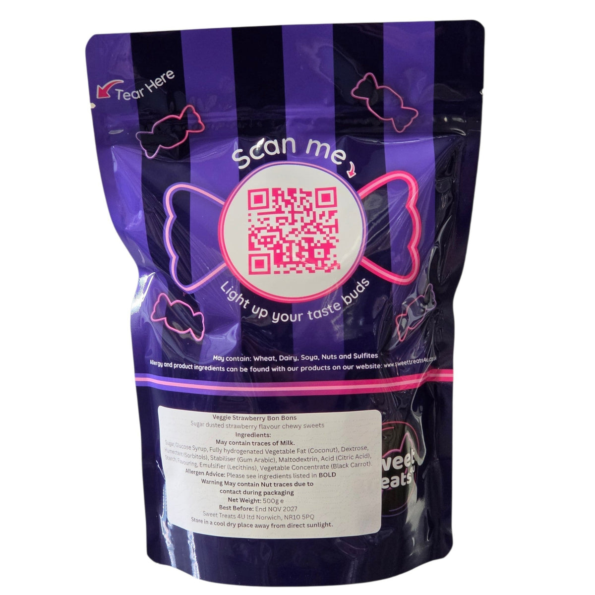 Strawberry Bon Bons 500g -  Resealable Bag, Pick and Mix Sweets, Bulk, Party Bags, Candy Gifts