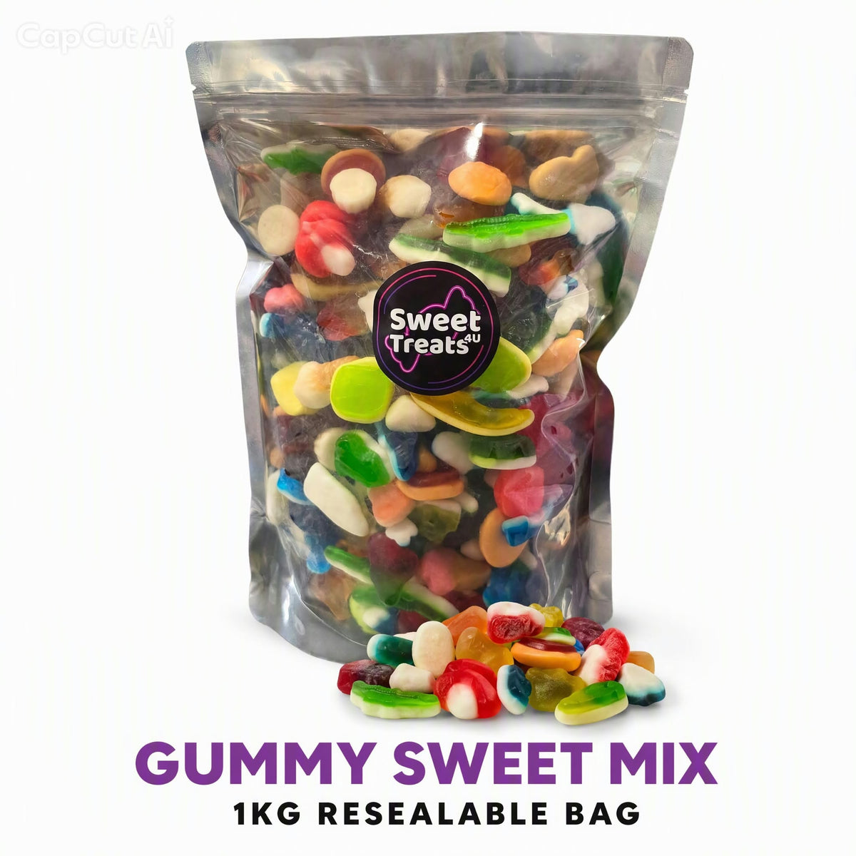 Gummy Sweet Mix 1kg -  Resealable Bag, Pick and Mix Sweets, Bulk, Party Bags, Candy Gifts