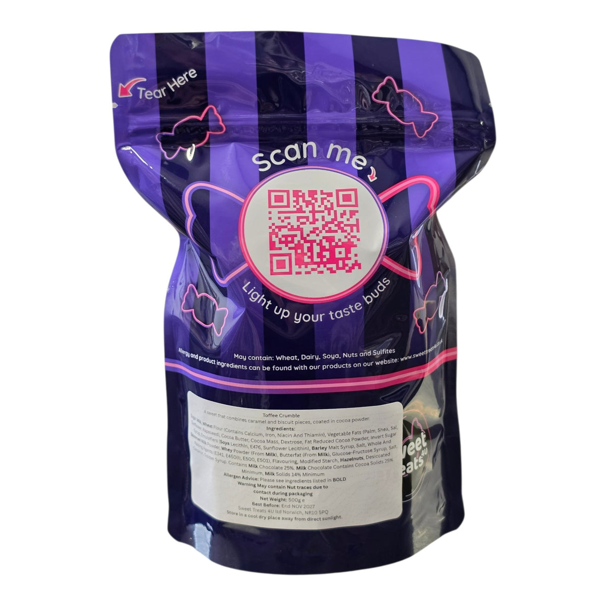 Toffee Crumble 500g -  Resealable Bag, Pick and Mix Sweets, Bulk, Party Bags, Candy Gifts