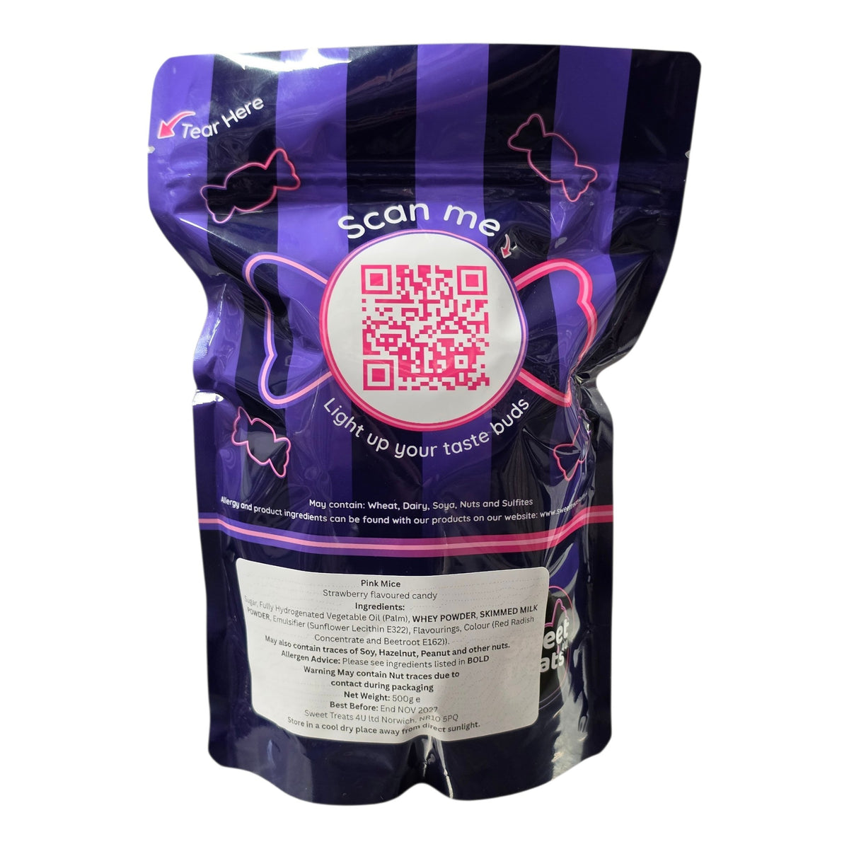 Pink Mice 500g -  Resealable Bag, Pick and Mix Sweets, Bulk, Party Bags, Candy Gifts