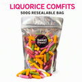 Liquorice Comfits 500g -  Resealable Bag, Pick and Mix Sweets, Bulk, Party Bags, Candy Gifts