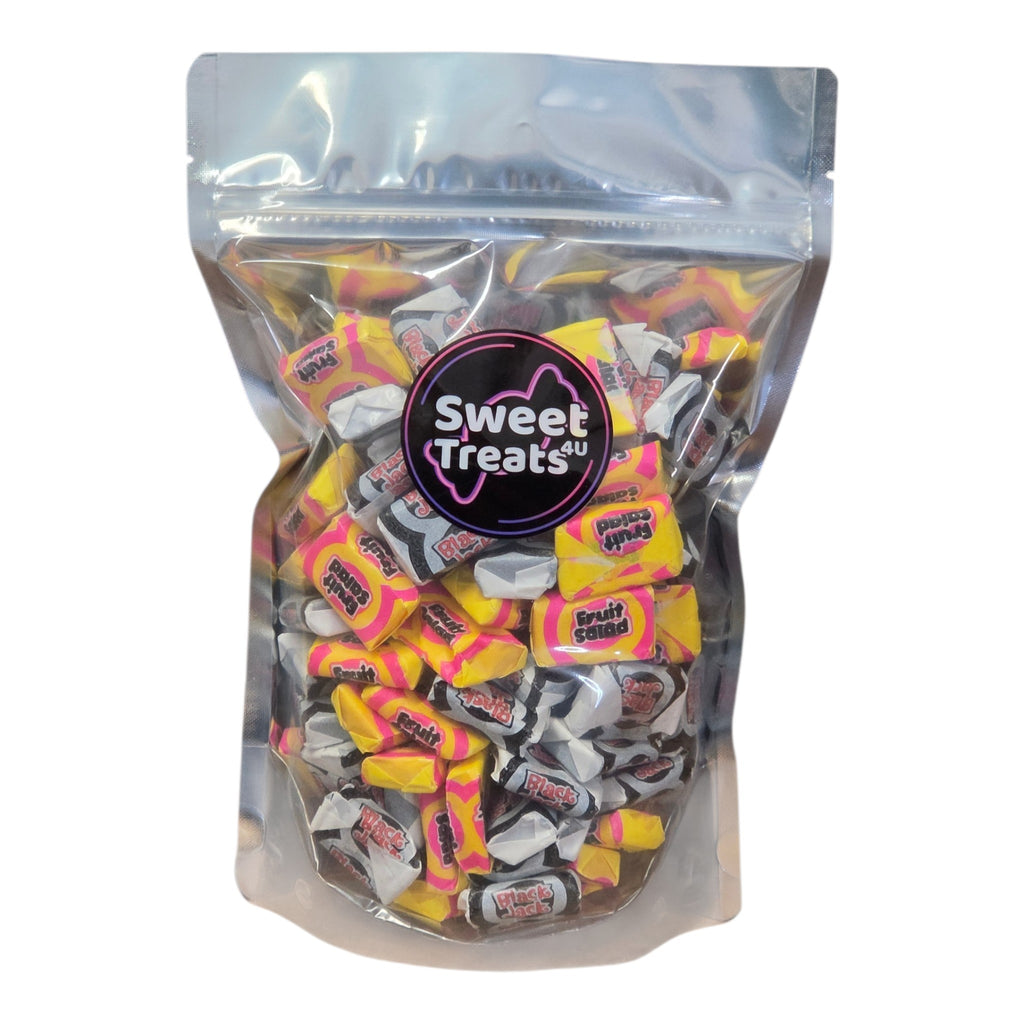 Fruit Salad & Black Jack Chews 500g -  Resealable Bag, Pick and Mix Sweets, Bulk, Party Bags, Candy Gifts
