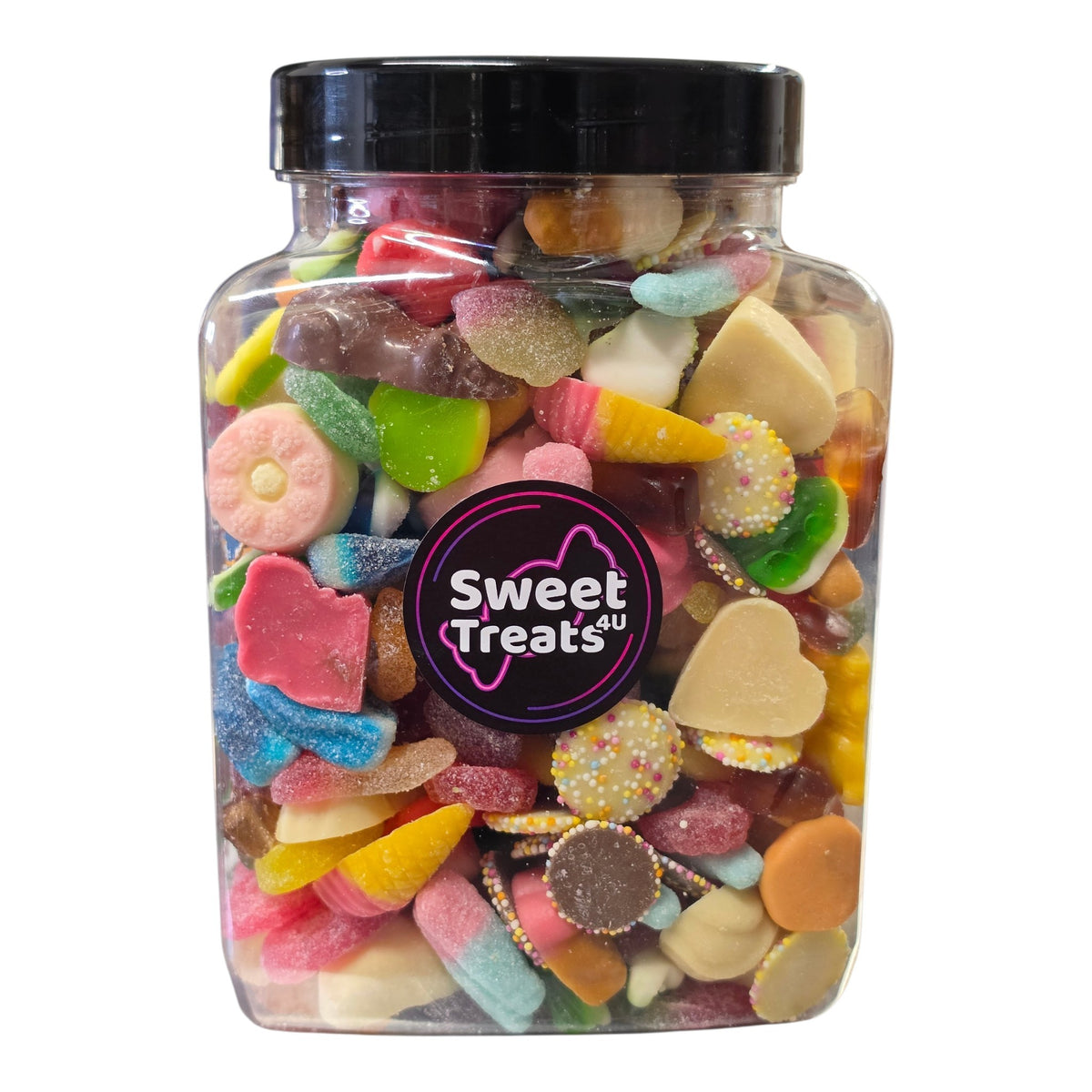 Gummy, Chocolate & Fizzy Sweet Mix Jar 1.8kg - Pick and Mix Sweets, Bulk, Party, Candy Gifts
