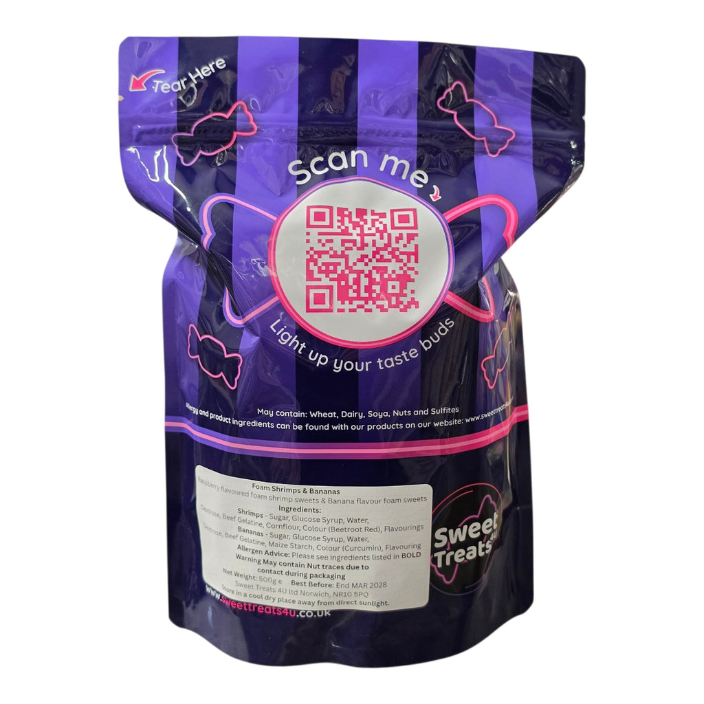 Shrimps & Bananas Retro Mix 500g -  Resealable Bag, Pick and Mix Sweets, Bulk, Party Bags, Candy Gifts