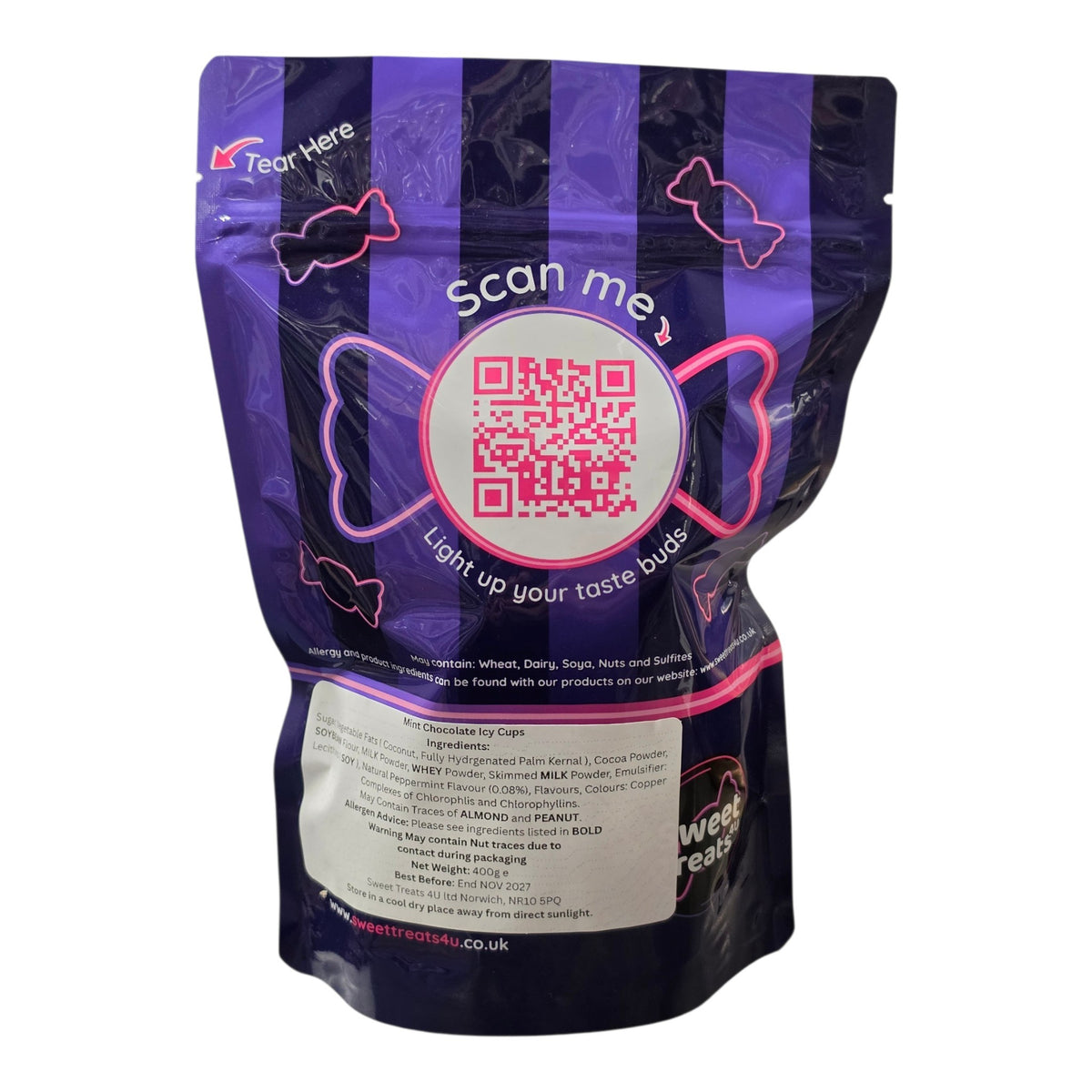 Mint Chocolate Icy Cups 400g -  Resealable Bag, Pick and Mix Sweets, Bulk, Party Bags, Candy Gifts