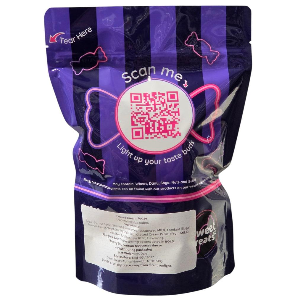 Clotted Cream Fudge 500g -  Resealable Bag, Pick and Mix Sweets, Bulk, Party Bags, Candy Gifts