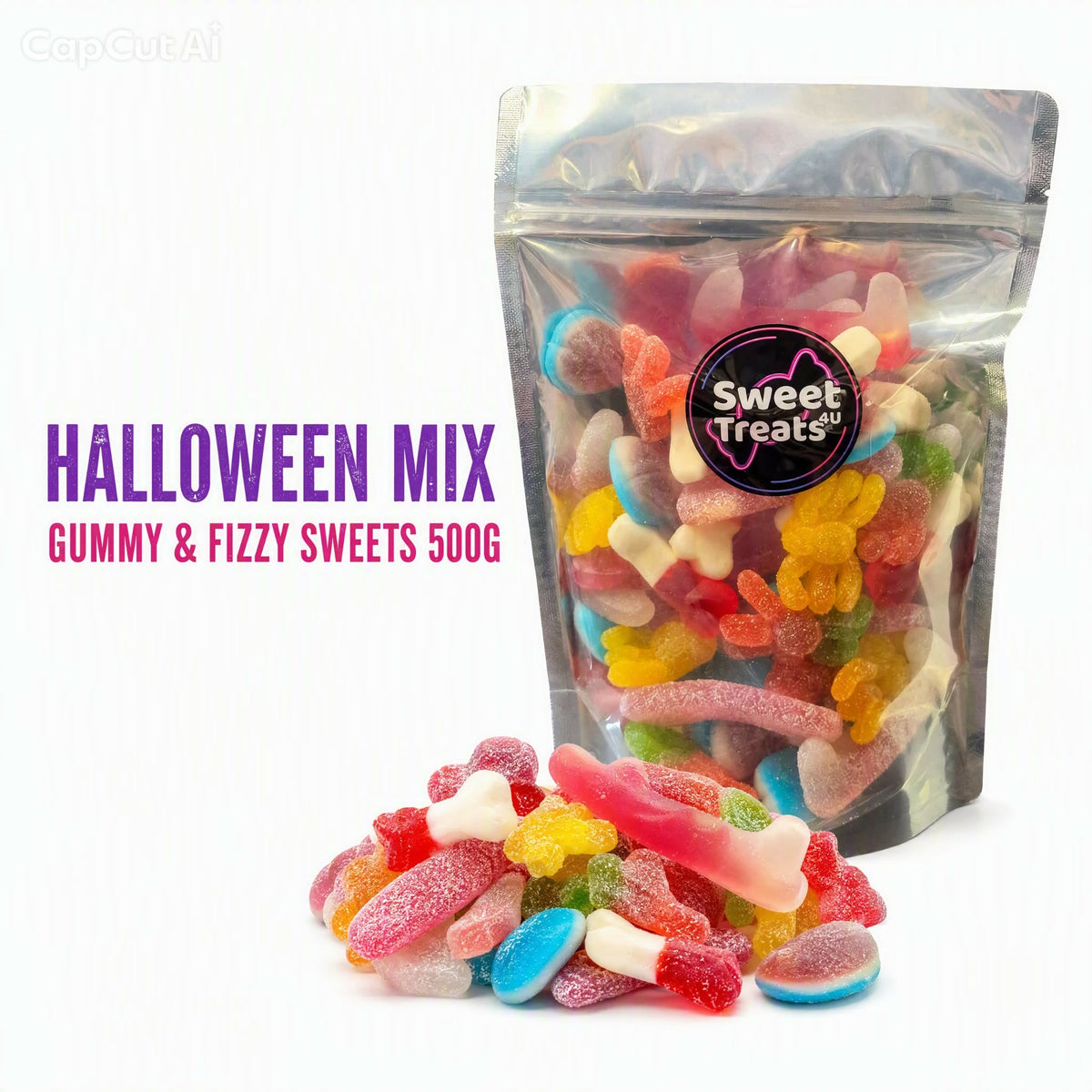 Halloween Sweet Mix 500g | Fizzy & Gummy Party Sweets - Resealable Bag, Pick and Mix Sweets, Bulk, Party Bags, Candy, Gifts