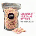 Strawberry Milkshake Bottles 500g -  Resealable Bag, Pick and Mix Sweets, Bulk, Party Bags, Candy Gifts