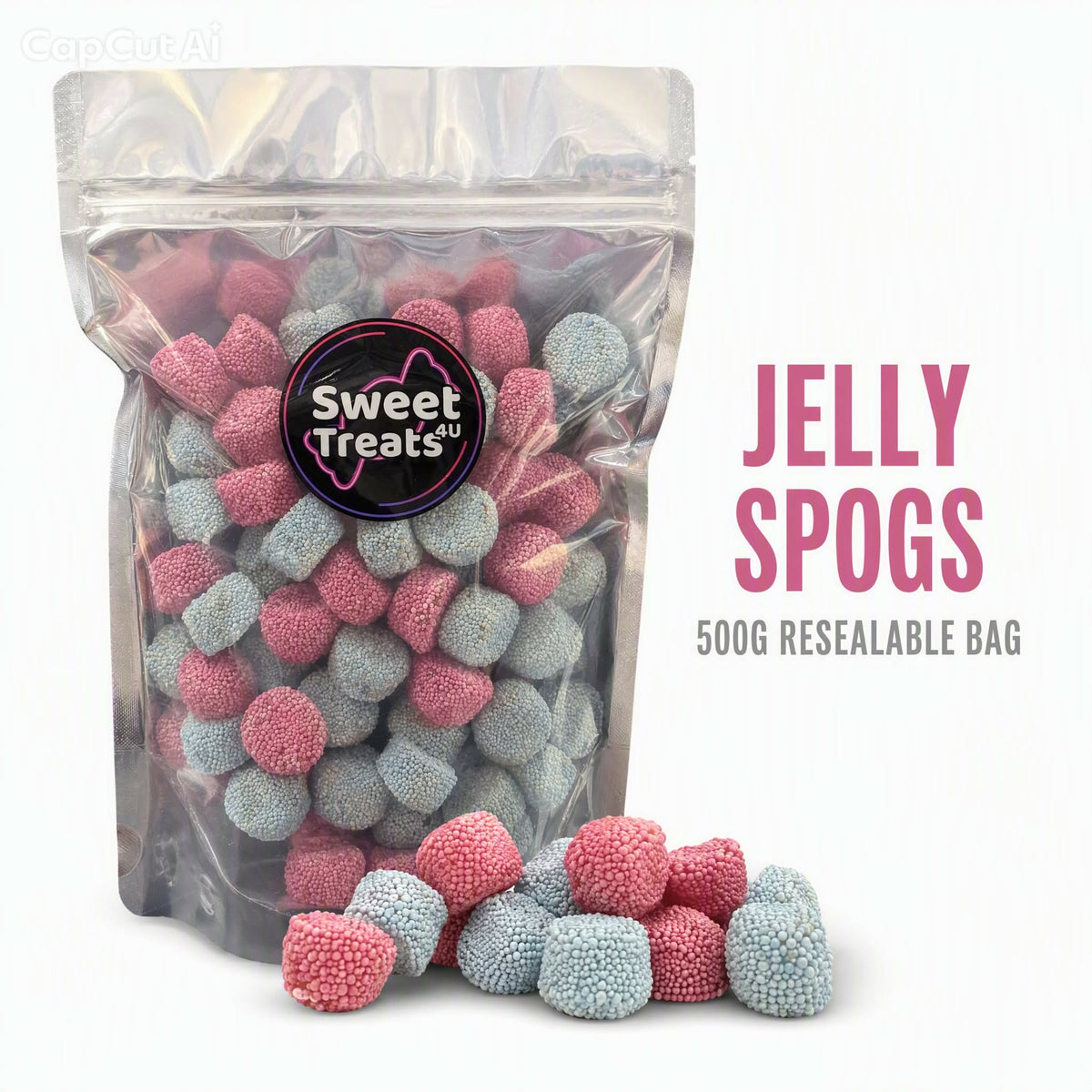 Jelly Spogs 500g -  Resealable Bag, Pick and Mix Sweets, Bulk, Party Bags, Candy Gifts