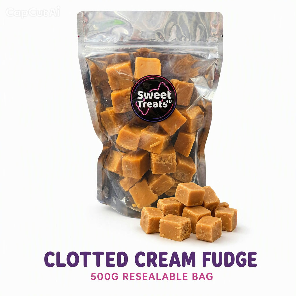 Clotted Cream Fudge 500g -  Resealable Bag, Pick and Mix Sweets, Bulk, Party Bags, Candy Gifts