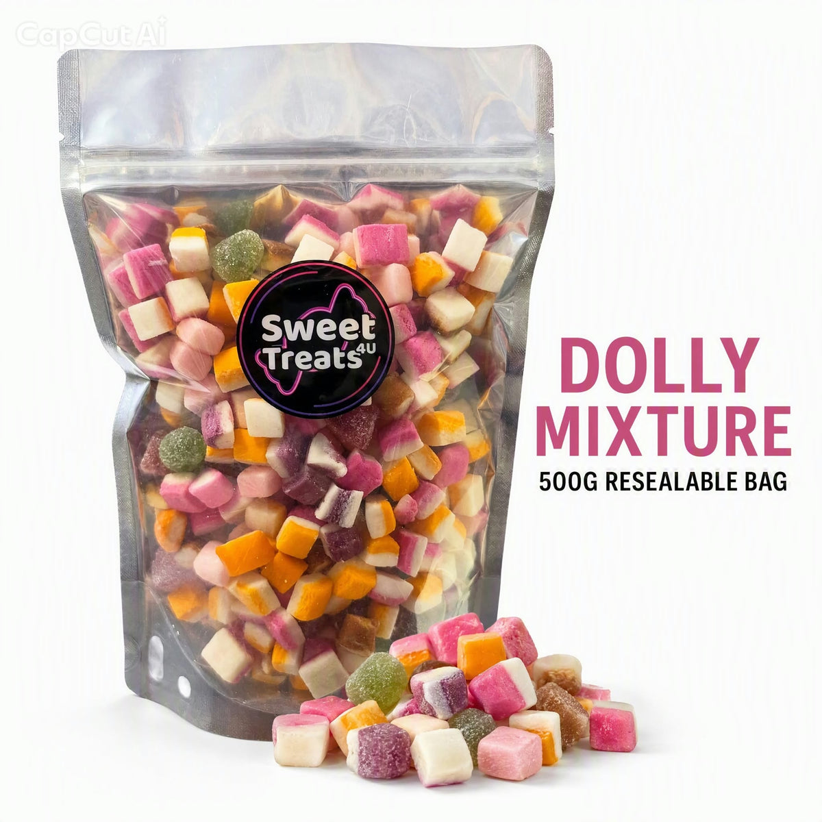 Dolly Mixture 500g -  Resealable Bag, Pick and Mix Sweets, Bulk, Party Bags, Candy Gifts