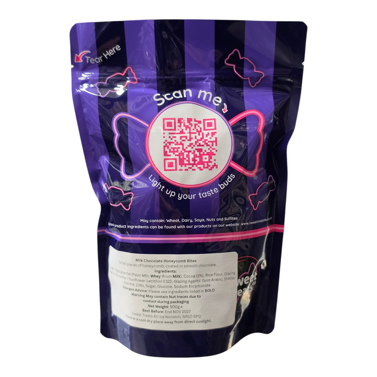 Milk Chocolate Honeycomb Bites 500g -  Resealable Bag, Pick and Mix Sweets, Bulk, Party Bags, Candy Gifts