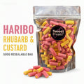 Haribo Rhubarb & Custard 500g -  Resealable Bag, Pick and Mix Sweets, Bulk, Party Bags, Candy Gifts