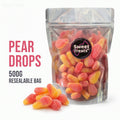 Pear Drops 500g -  Resealable Bag, Pick and Mix Sweets, Bulk, Party Bags, Candy Gifts
