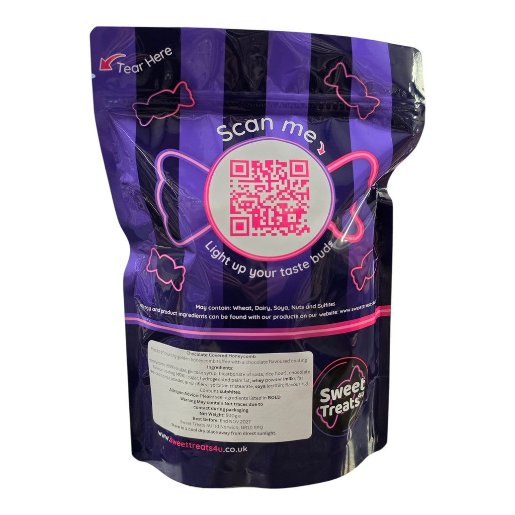 Chocolate Covered Honeycomb 500g -  Resealable Bag, Pick and Mix Sweets, Bulk, Party Bags, Candy Gifts