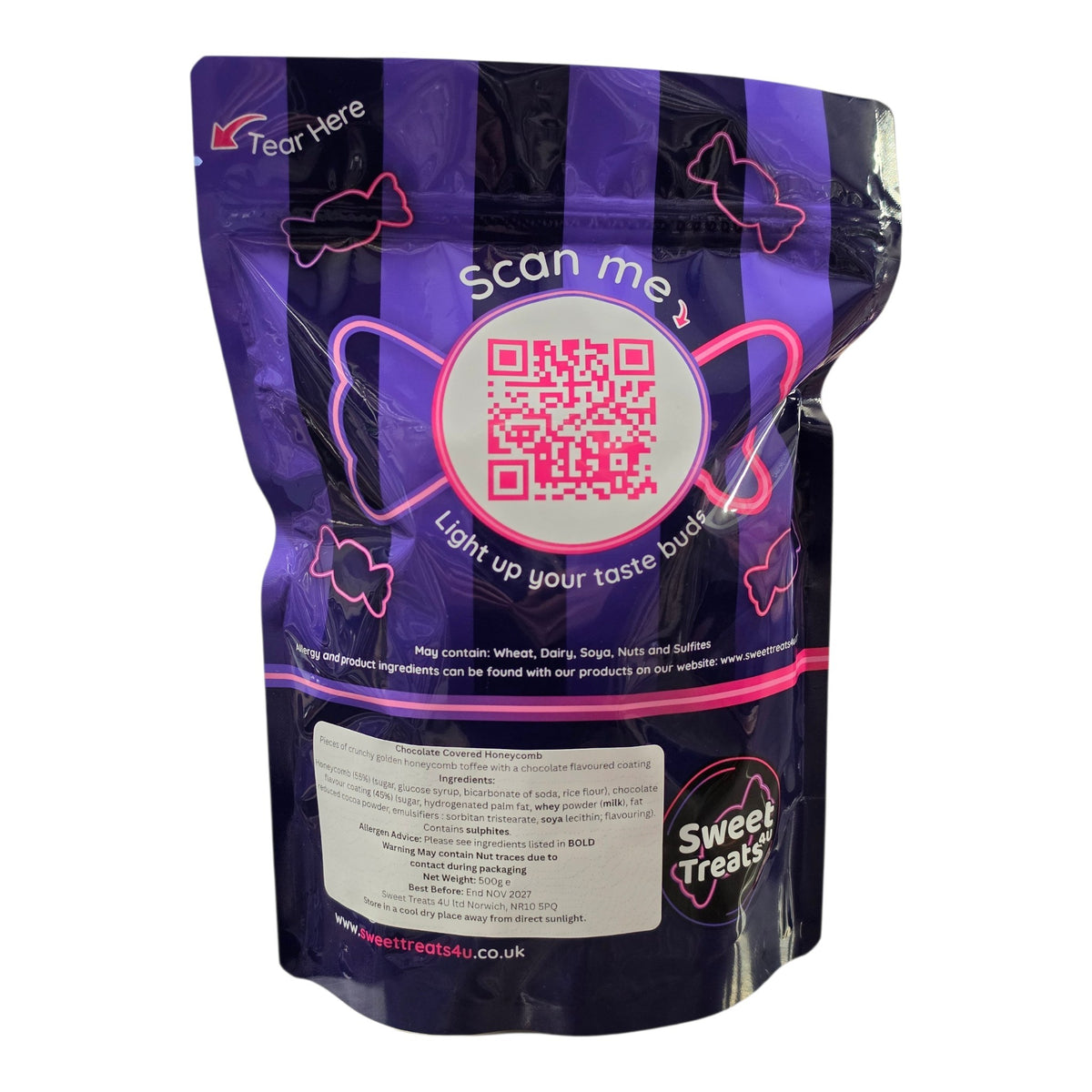 Chocolate Covered Honeycomb 500g -  Resealable Bag, Pick and Mix Sweets, Bulk, Party Bags, Candy Gifts