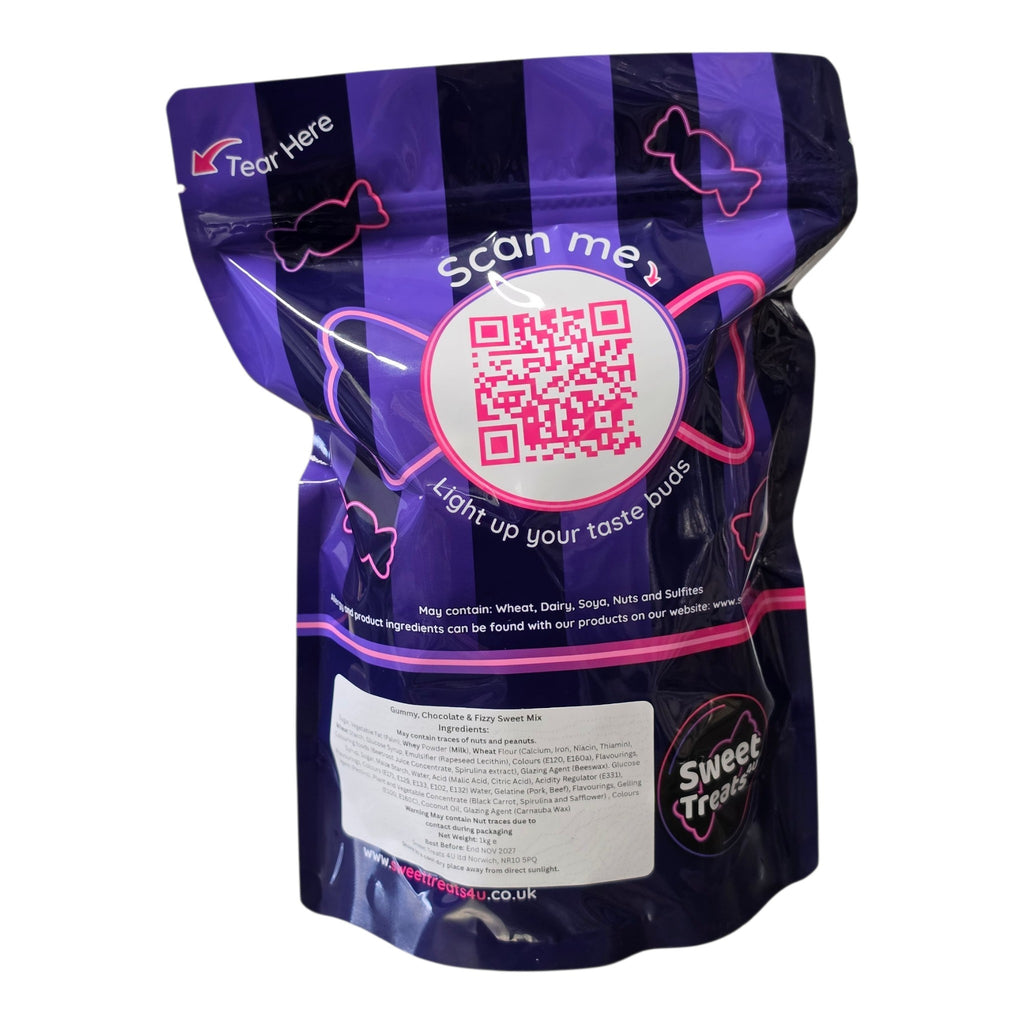 Gummy, Chocolate & Fizzy Sweet Mix 1kg -  Resealable Bag, Pick and Mix Sweets, Bulk, Party Bags, Candy Gifts