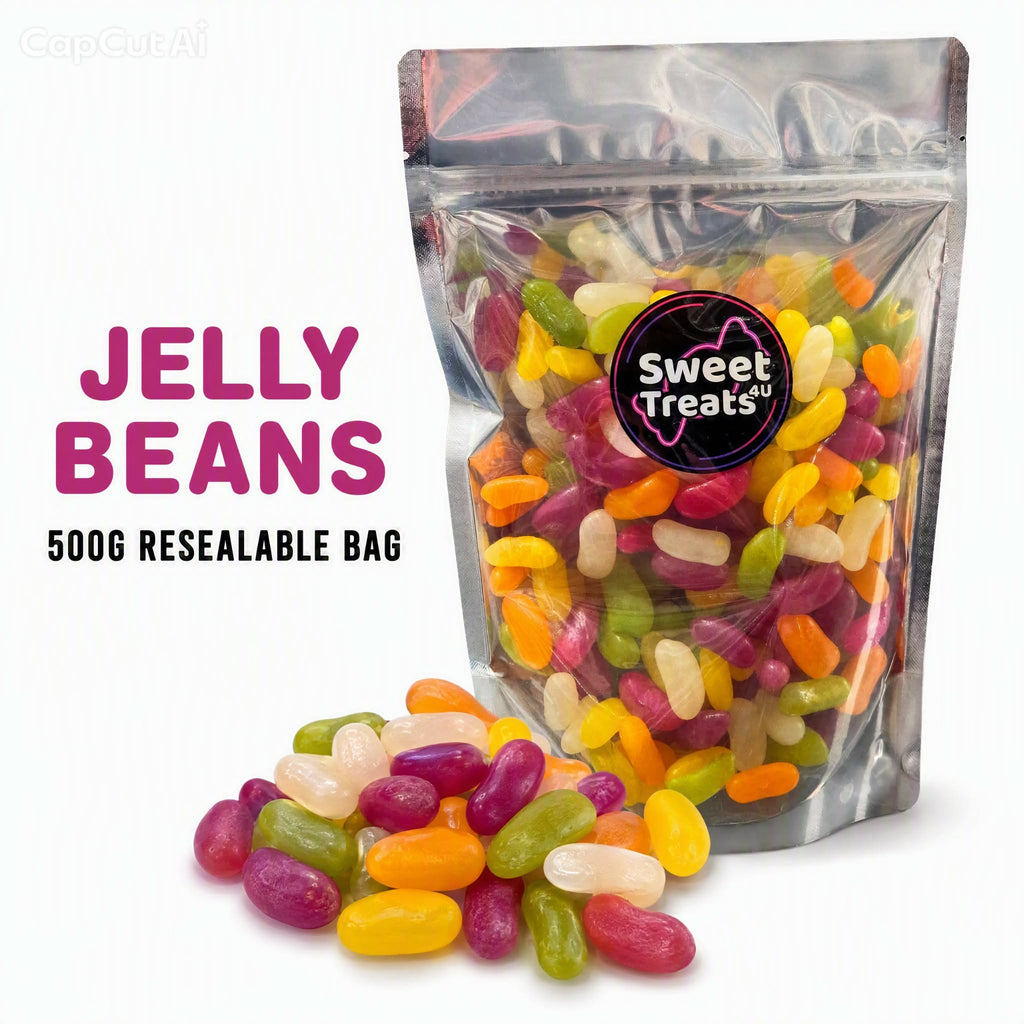 Jelly Beans 500g -  Resealable Bag, Pick and Mix Sweets, Bulk, Party Bags, Candy Gifts