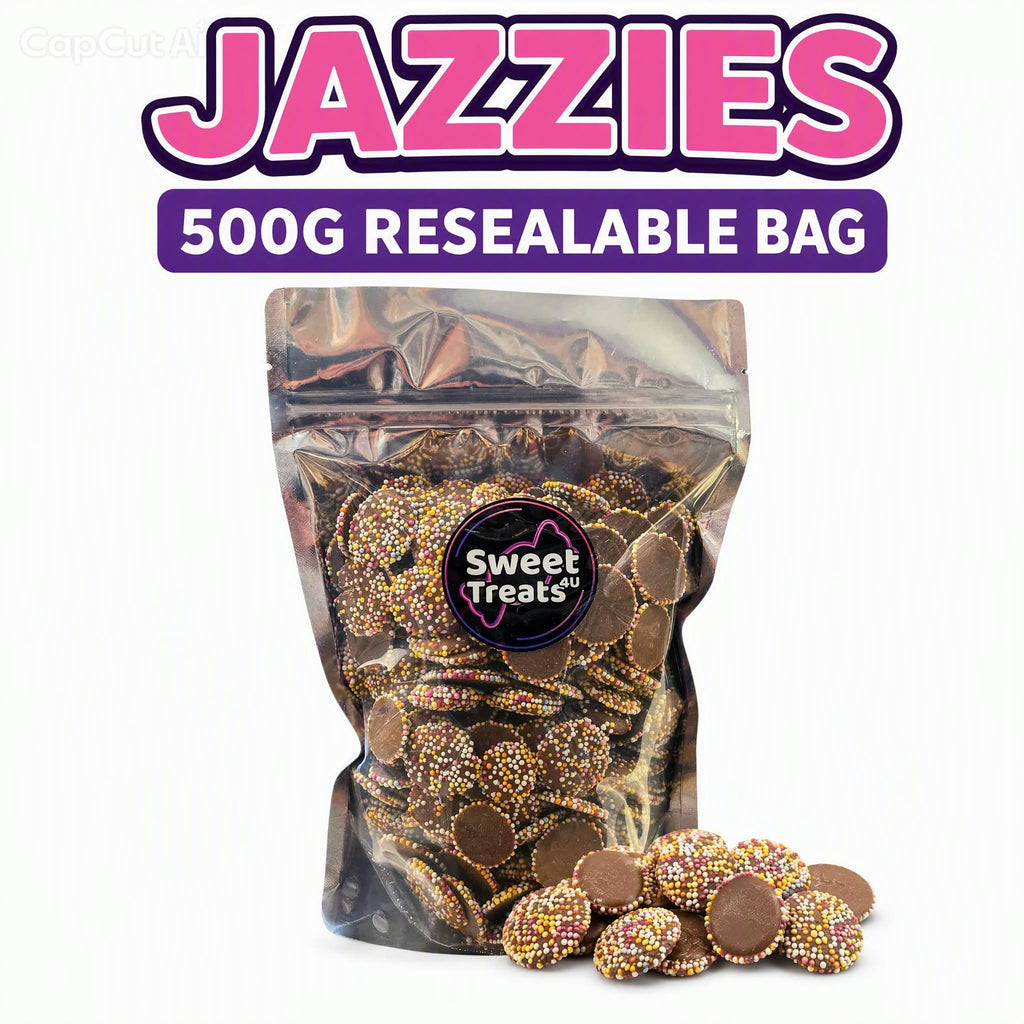 Chocolate Jazzies 500g -  Resealable Bag, Pick and Mix Sweets, Bulk, Party Bags, Candy Gifts