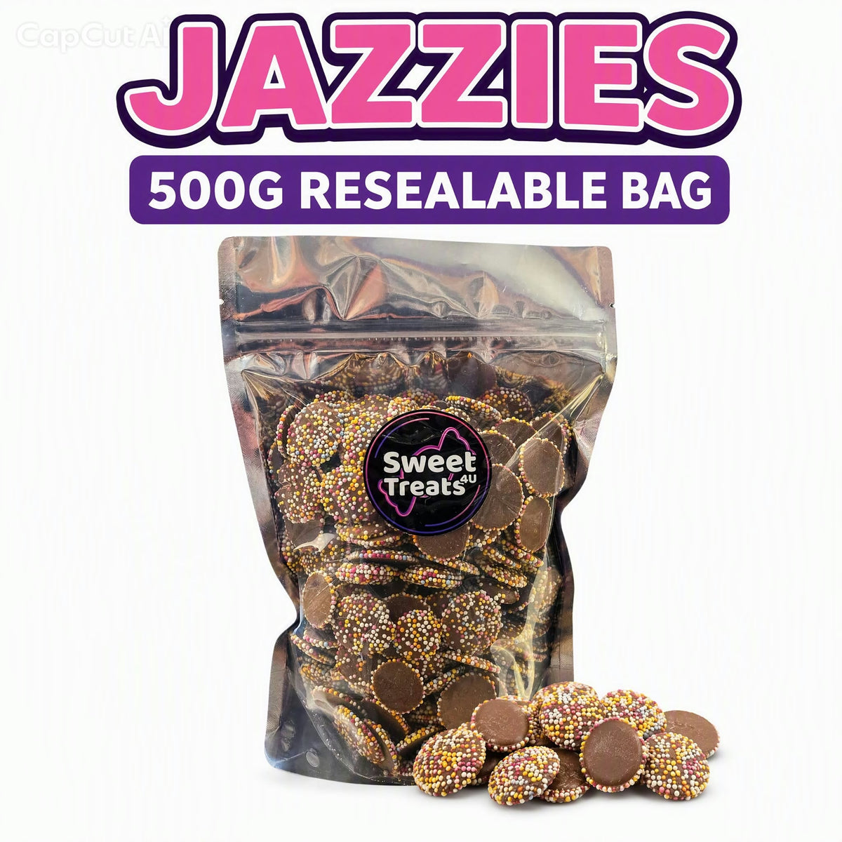Chocolate Jazzies 500g -  Resealable Bag, Pick and Mix Sweets, Bulk, Party Bags, Candy Gifts