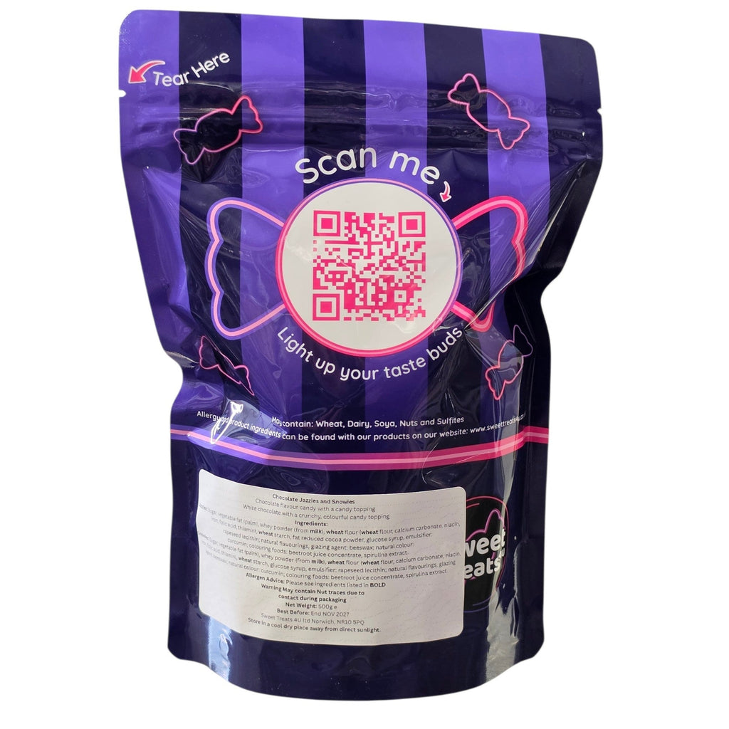 Chocolate Jazzies and Snowies 500g -   Resealable Bag, Pick and Mix Sweets, Bulk, Party Bags, Candy Gifts