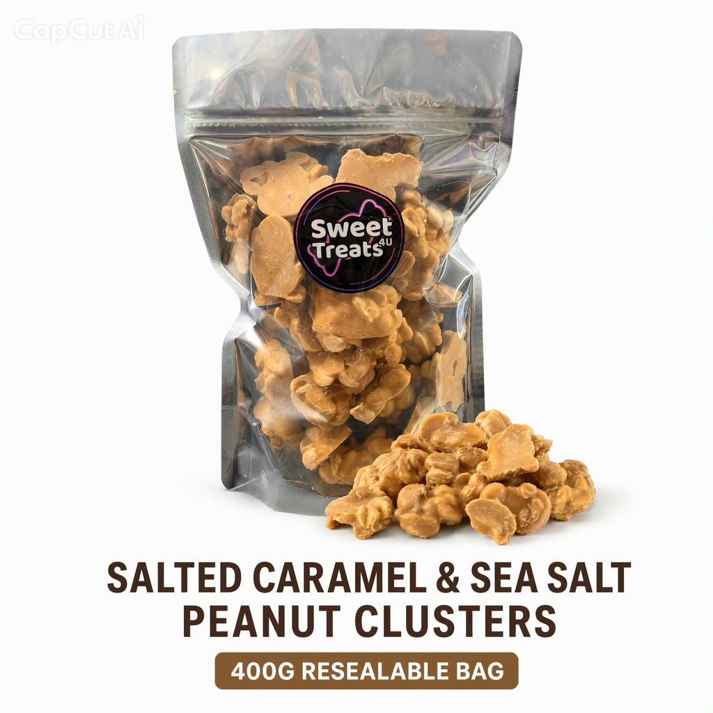 Salted Caramel & Sea Salt Peanut Clusters 400g -  Resealable Bag, Pick and Mix Sweets, Bulk, Party Bags, Candy Gifts