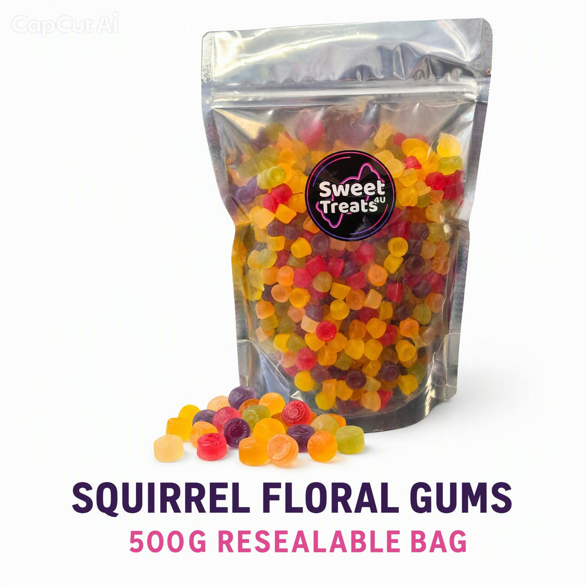 Squirrel Floral Gums 500g -  Resealable Bag, Pick and Mix Sweets, Bulk, Party Bags, Candy Gifts