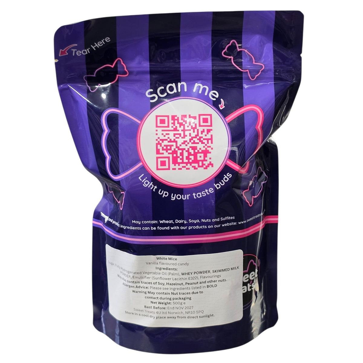 White Mice 500g -  Resealable Bag, Pick and Mix Sweets, Bulk, Party Bags, Candy Gifts