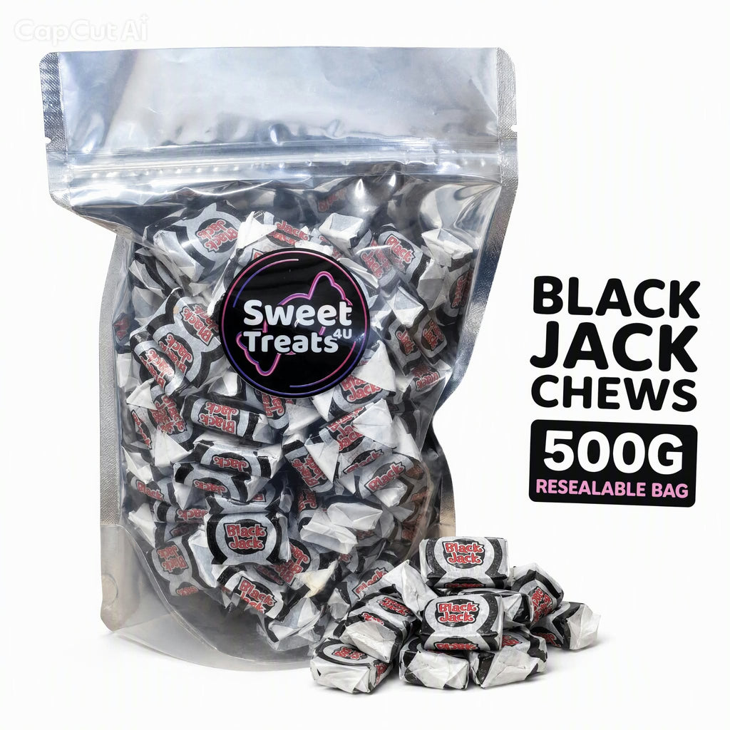 Black Jack Chews 500g -  Resealable Bag, Pick and Mix Sweets, Bulk, Party Bags, Candy Gifts