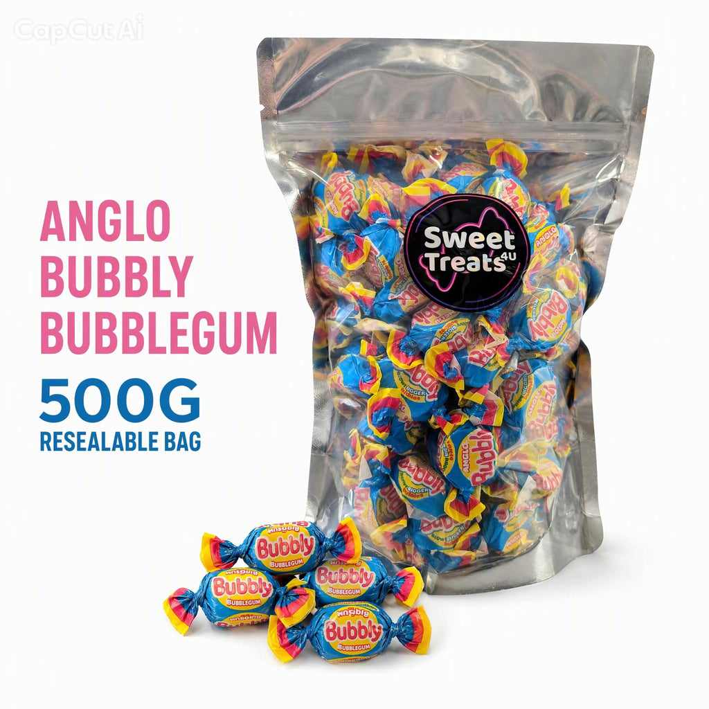 Anglo Bubbly Bubblegum 500g -  Resealable Bag, Pick and Mix Sweets, Bulk, Party Bags, Candy Gifts