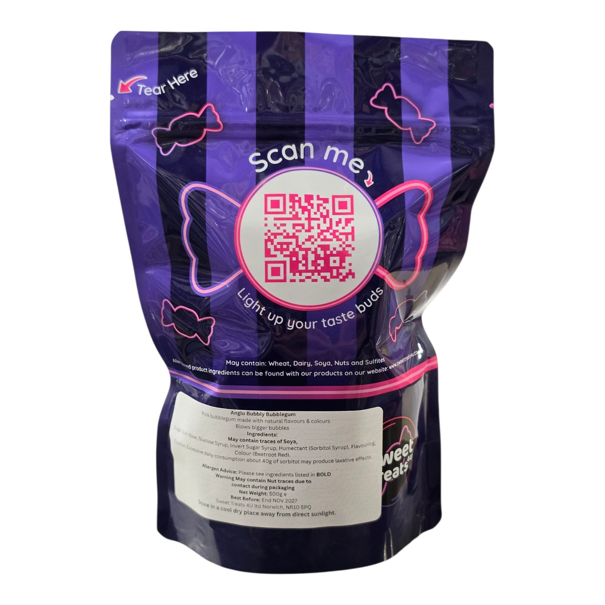 Anglo Bubbly Bubblegum 500g -  Resealable Bag, Pick and Mix Sweets, Bulk, Party Bags, Candy Gifts