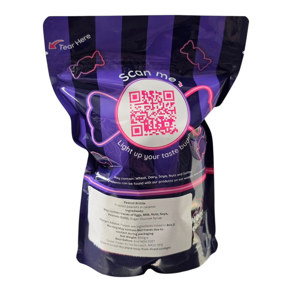 Peanut Brittle 500g -  Resealable Bag, Pick and Mix Sweets, Bulk, Party Bags, Candy Gifts
