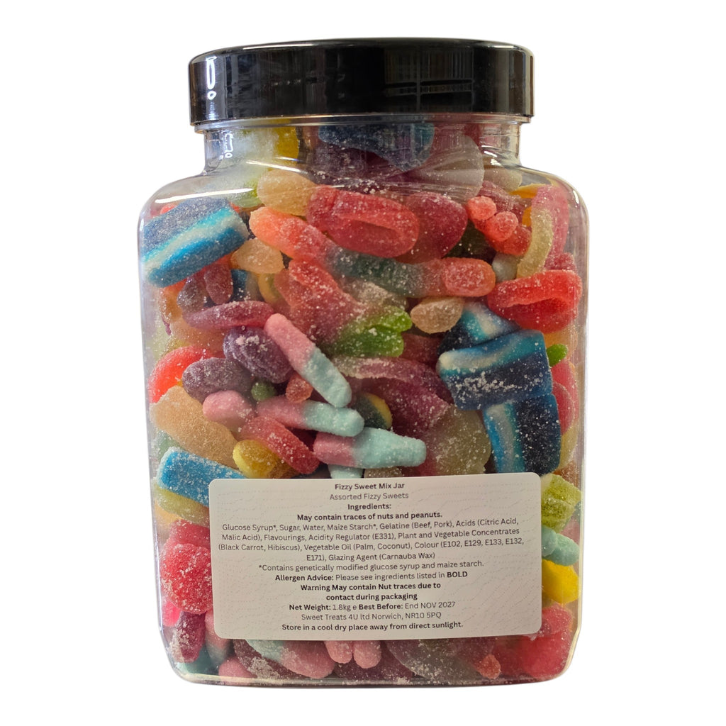 Fizzy Sweet Mix Jar 1.8kg - Pick and Mix Sweets, Bulk, Party, Candy Gifts