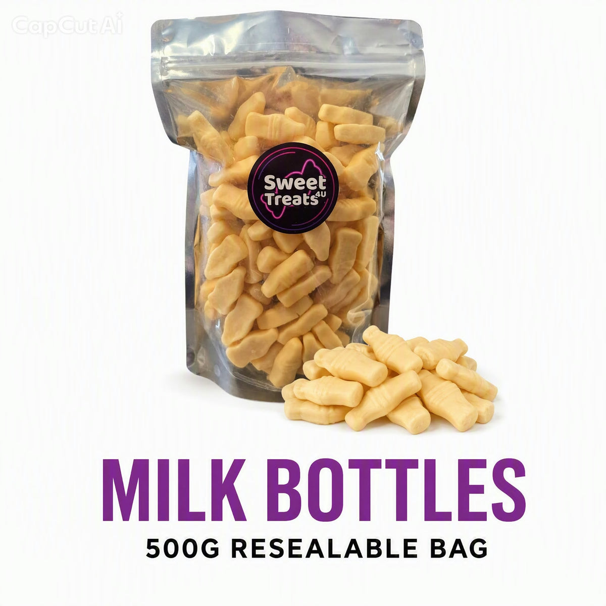 Milk Bottle Sweets 500g -  Resealable Bag, Pick and Mix Sweets, Bulk, Party Bags, Candy Gifts