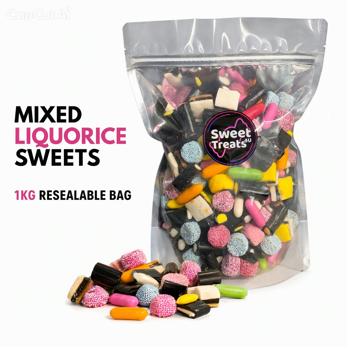 Mixed Liquorice Sweets 1kg -  Resealable Bag, Pick and Mix Sweets, Bulk, Party Bags, Candy Gifts
