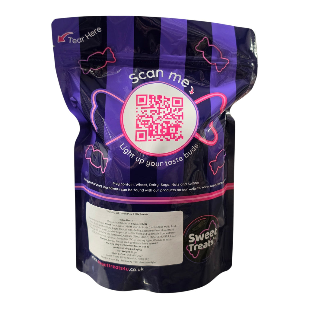 Top 10 Most Loved Pick & Mix Sweets 1kg -  Resealable Bag, Pick and Mix Sweets, Bulk, Party Bags, Candy Gifts