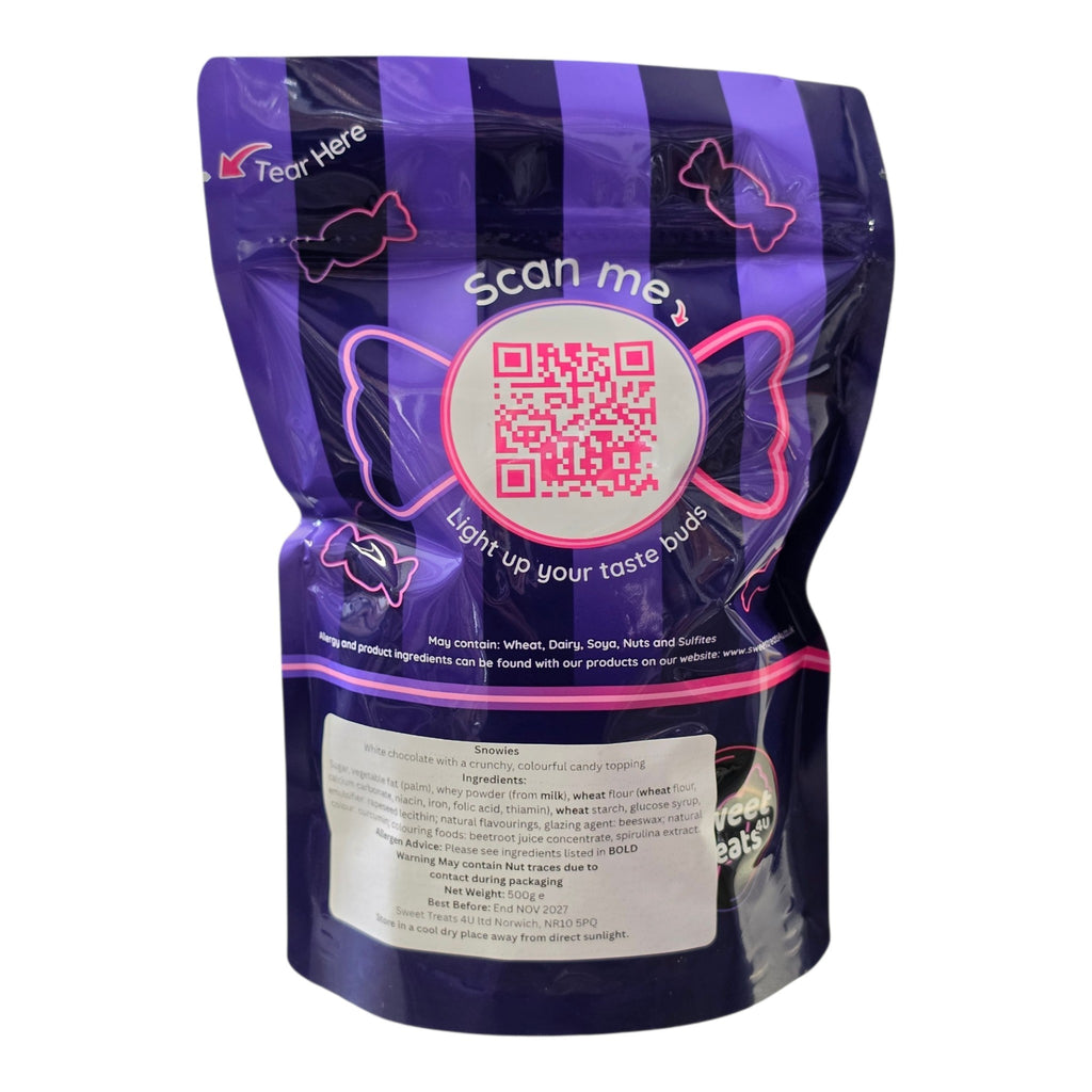 White Chocolate Snowies 500g -  Resealable Bag, Pick and Mix Sweets, Bulk, Party Bags, Candy Gifts