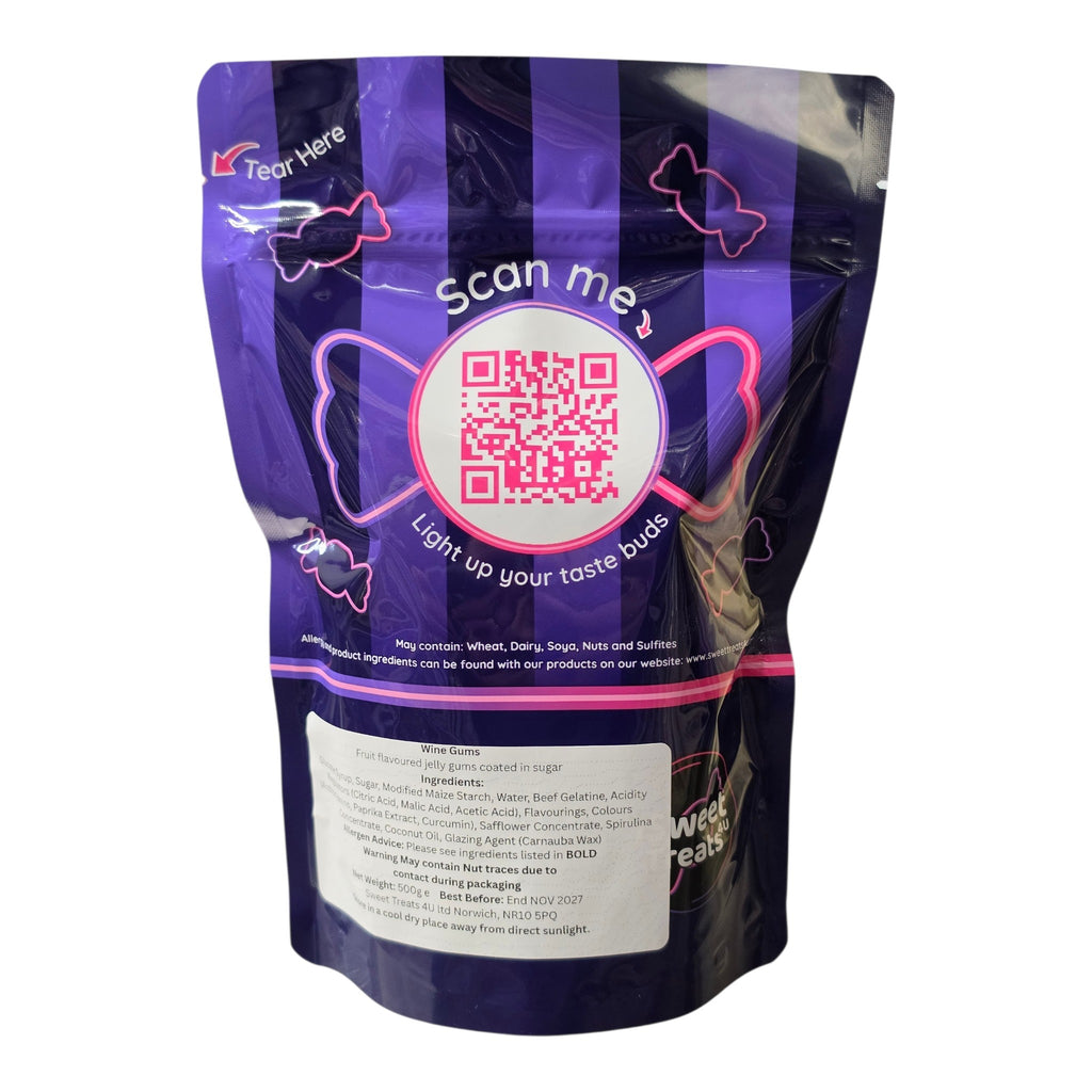 Taveners Wine Gums 500g -  Resealable Bag, Pick and Mix Sweets, Bulk, Party Bags, Candy Gifts