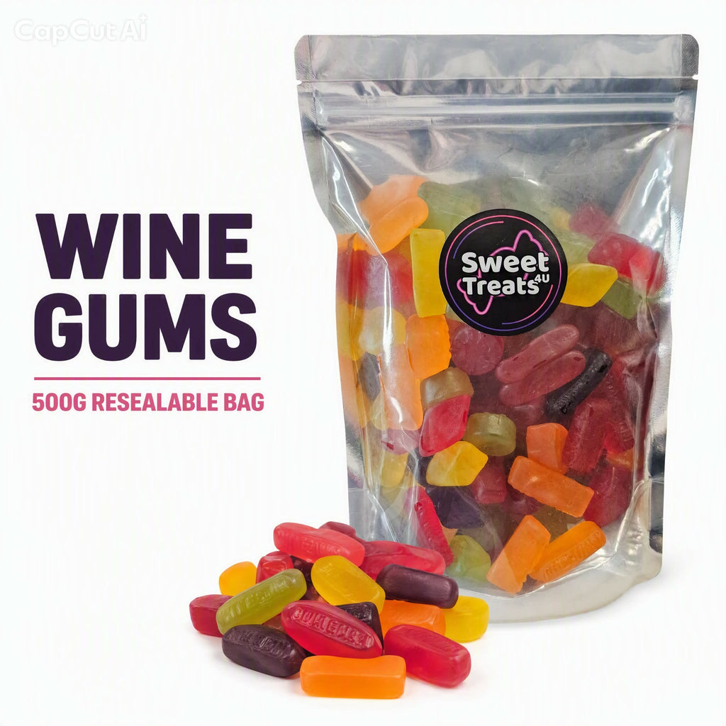Taveners Wine Gums 500g -  Resealable Bag, Pick and Mix Sweets, Bulk, Party Bags, Candy Gifts