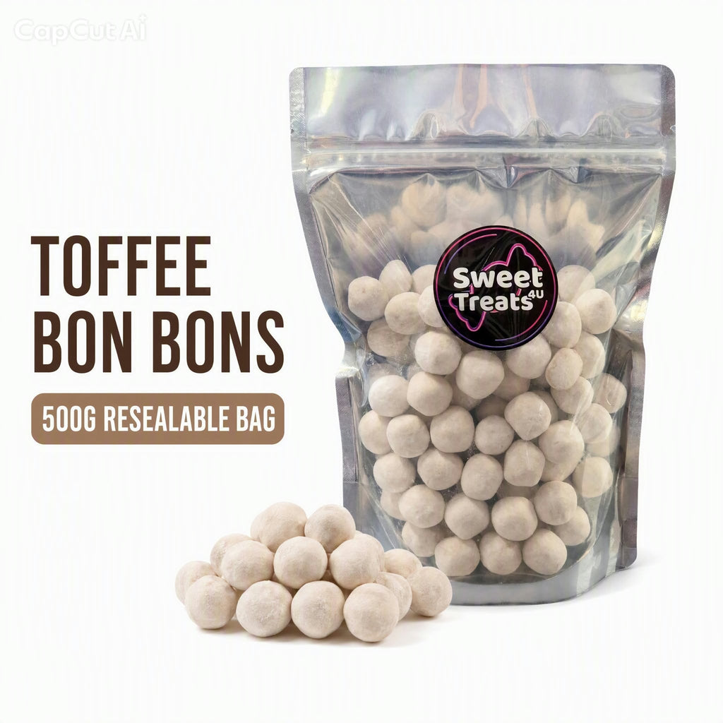 Toffee Bon Bons 500g -  Resealable Bag, Pick and Mix Sweets, Bulk, Party Bags, Candy Gifts