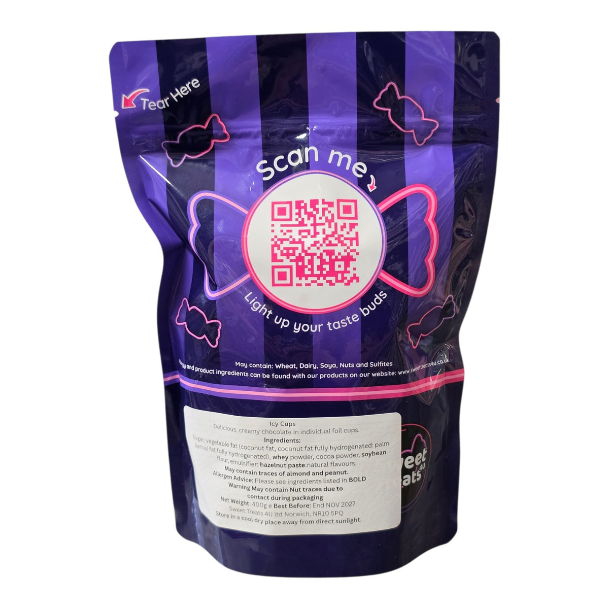 Chocolate Icy Cups 400g -  Resealable Bag, Pick and Mix Sweets, Bulk, Party Bags, Candy Gifts