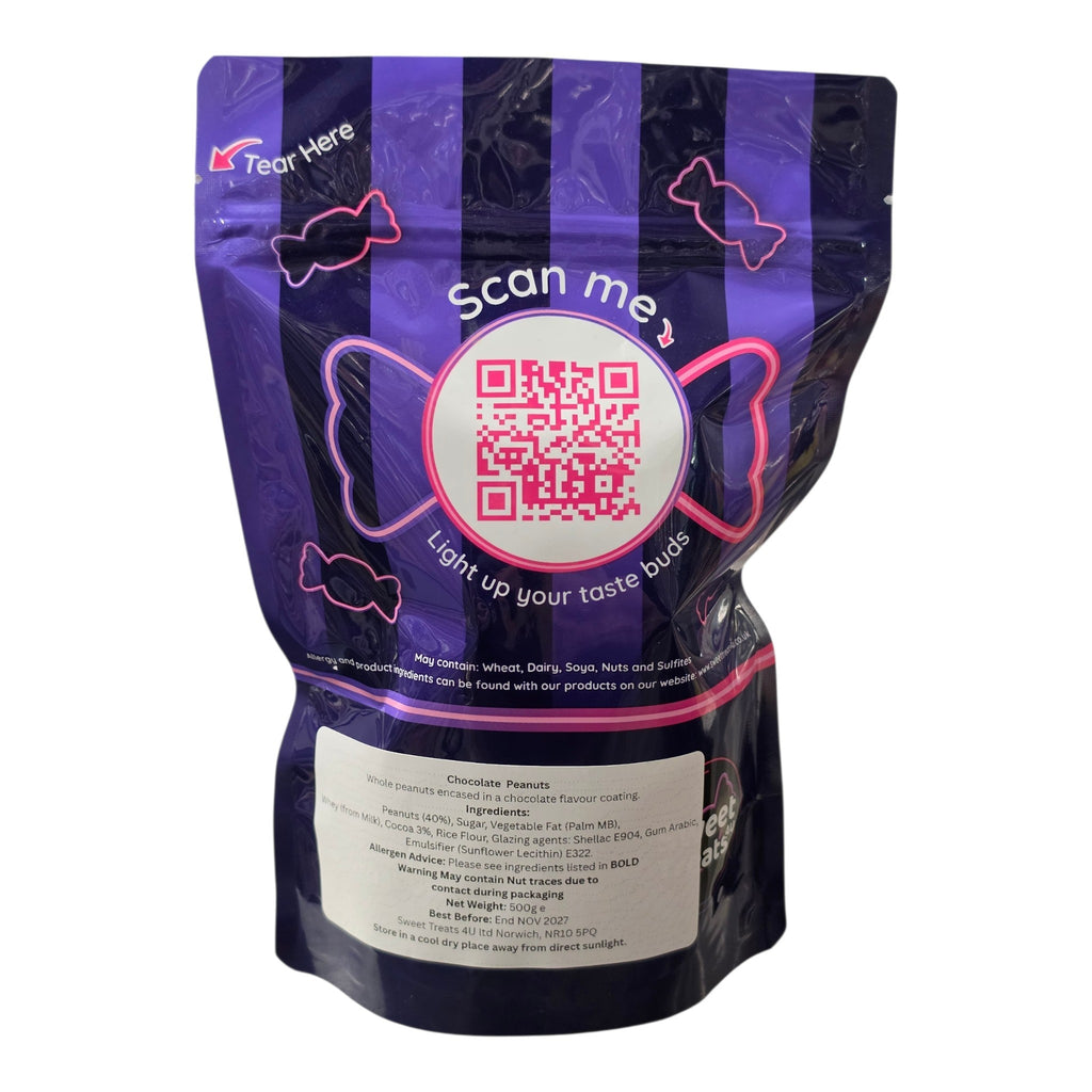 Chocolate Peanuts 500g -  Resealable Bag, Pick and Mix Sweets, Bulk, Party Bags, Candy Gifts