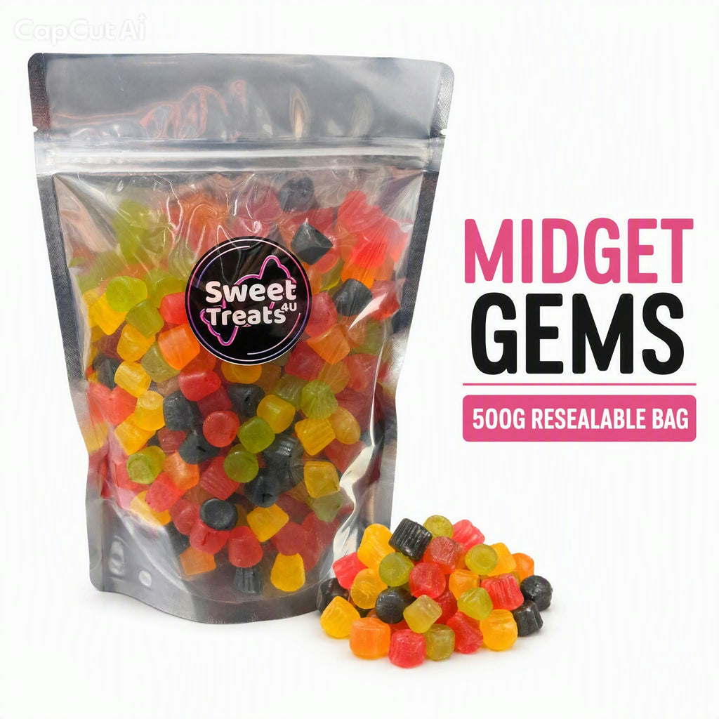 Midget Gems 500g -  Resealable Bag, Pick and Mix Sweets, Bulk, Party Bags, Candy Gifts
