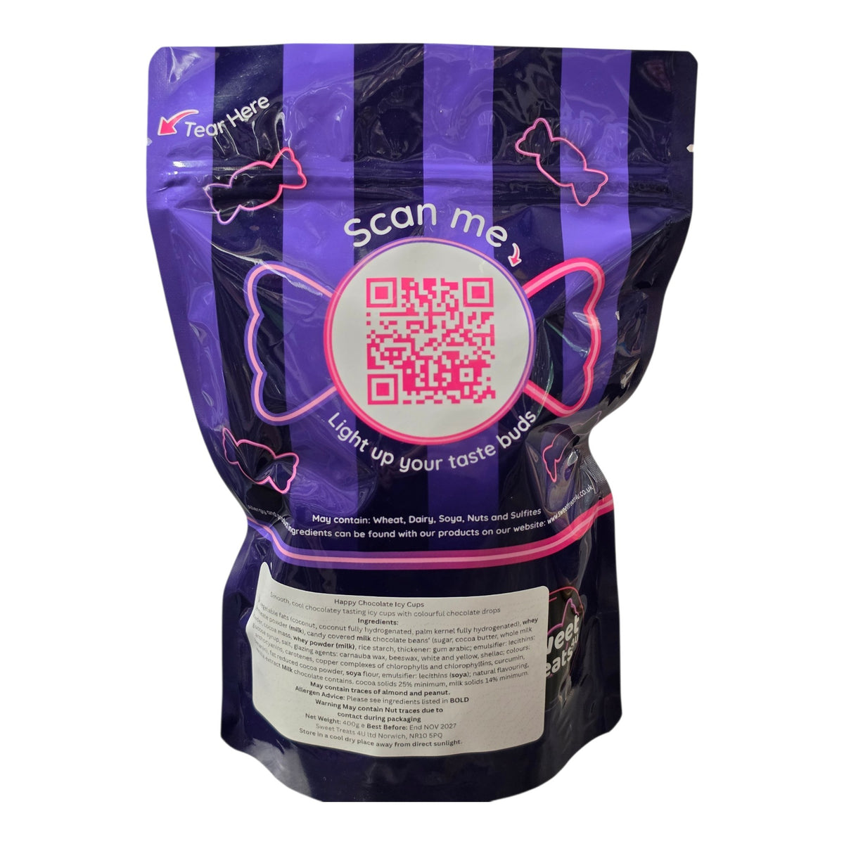 Happy Chocolate Icy Cups 400g -  Resealable Bag, Pick and Mix Sweets, Bulk, Party Bags, Candy Gifts